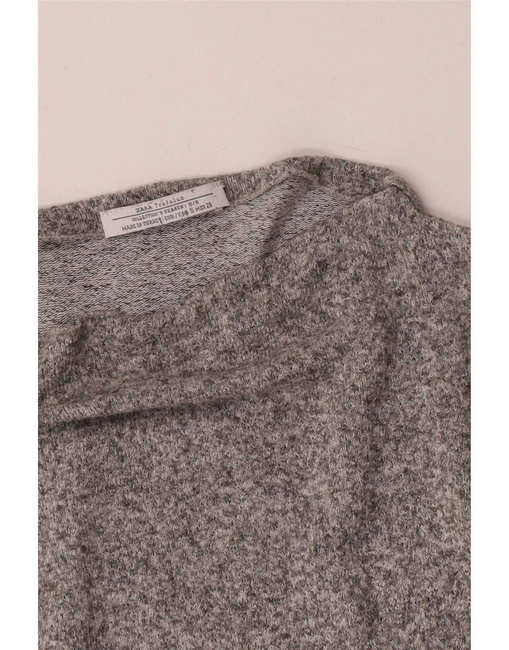 Zara Womens Oversized Top Long Sleeve UK 10 Small Grey Flecked