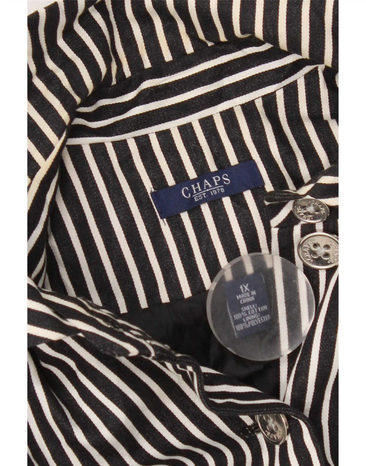 Chaps Womens 3/4 Sleeve 6 Button Blazer Jacket UK 18 XL Navy Blue Striped