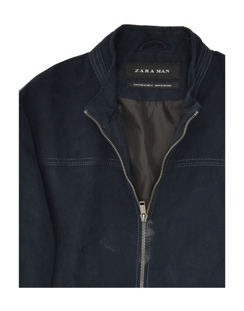 ZARA Mens Bomber Jacket UK 38 Medium Navy Blue | Vintage Zara | Thrift | Second-Hand Zara | Used Clothing | Messina Hembry 