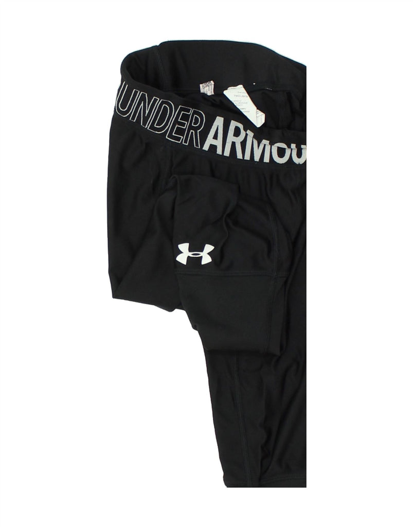 UNDER ARMOUR Girls Graphic Leggings 9-10 Years Medium Black Polyester | Vintage Under Armour | Thrift | Second-Hand Under Armour | Used Clothing | Messina Hembry 