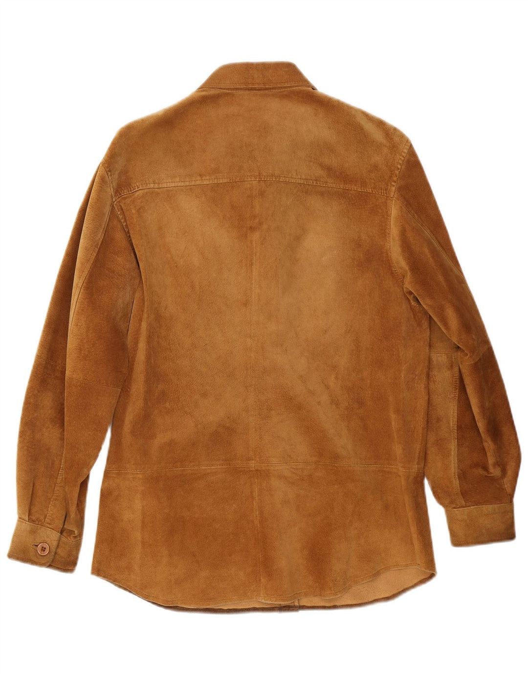 VINTAGE Womens Overshirt Suede Shirt UK 12 Medium Beige Leather