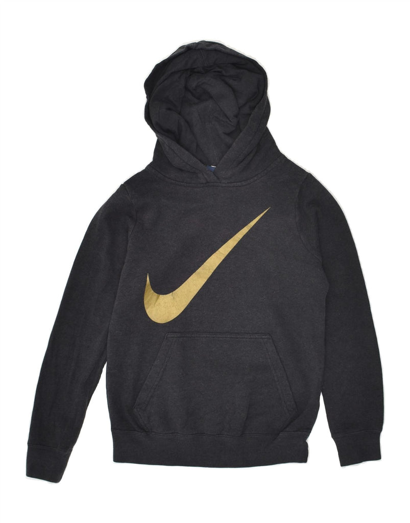 NIKE Boys Graphic Hoodie Jumper 8-9 Years Small  Grey Cotton | Vintage Nike | Thrift | Second-Hand Nike | Used Clothing | Messina Hembry 