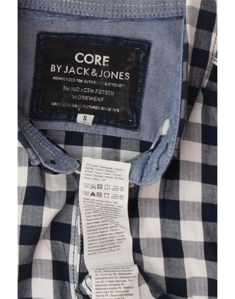 JACK & JONES Mens Shirt Small Navy Blue Gingham Cotton Vintage Jack & Jones and Second-Hand Jack & Jones from Messina Hembry 
