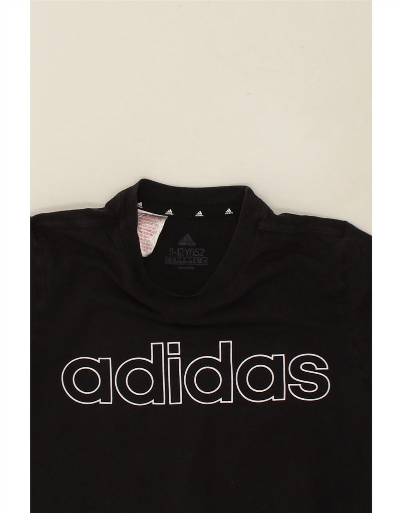 ADIDAS Boys Graphic T-Shirt Top 11-12 Years Black Cotton | Vintage Adidas | Thrift | Second-Hand Adidas | Used Clothing | Messina Hembry 