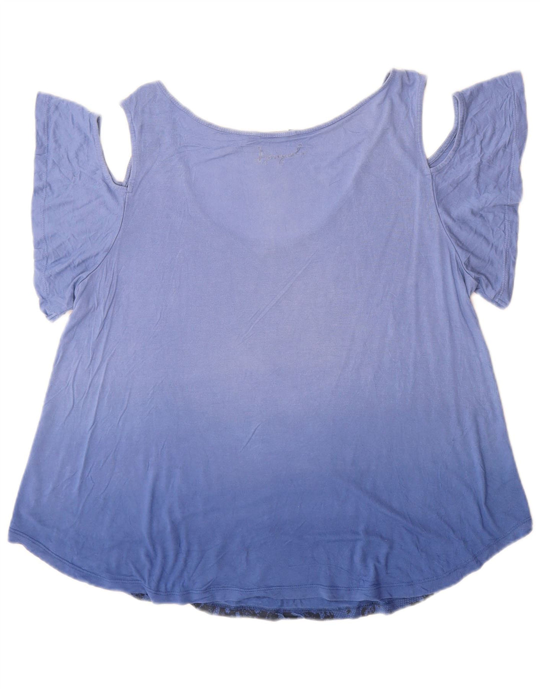 Desigual Womens Graphic Off Shoulder Top UK 16 Large Blue Floral