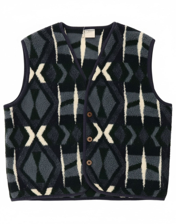 Campagnolo Mens Fleece Gilet UK 38 Medium Navy Blue Geometric Polyester