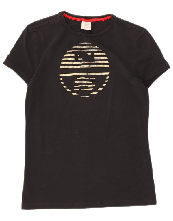 North Sails Womens Graphic T-Shirt Top UK 10 Small Black Cotton