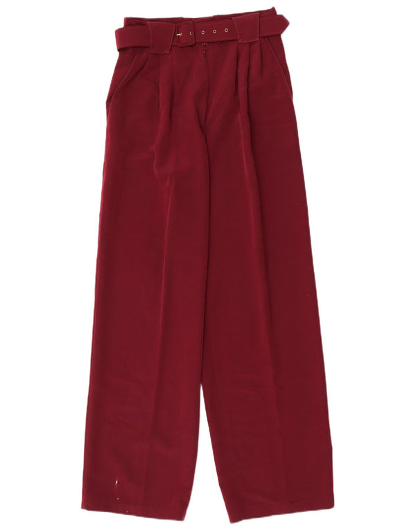 Vintage Womens High Waist Casual Trousers W26 L30 Burgundy
