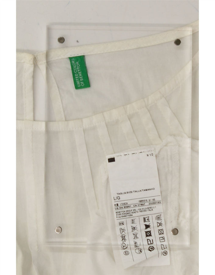 BENETTON Womens Long Sleeve Blouse Top UK 16 Large White Cotton Vintage Benetton and Second-Hand Benetton from Messina Hembry 