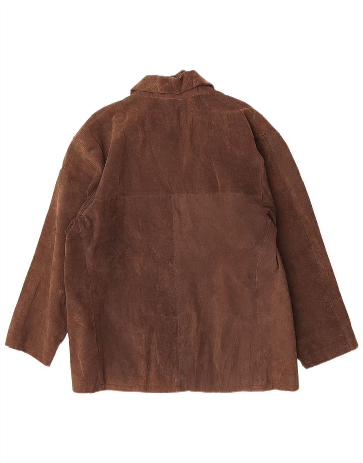 Vintage Womens Loose Fit Leather Jacket UK 14 Medium Brown Leather
