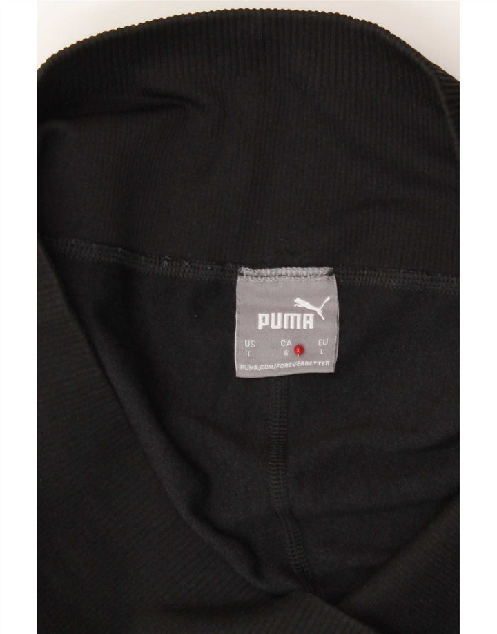 Puma Womens Graphic Leggings UK 14 Large Black Striped