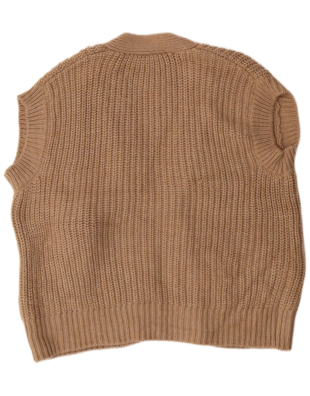 ZARA Womens Oversized Sleeveless Cardigan Sweater UK 10 Small Brown