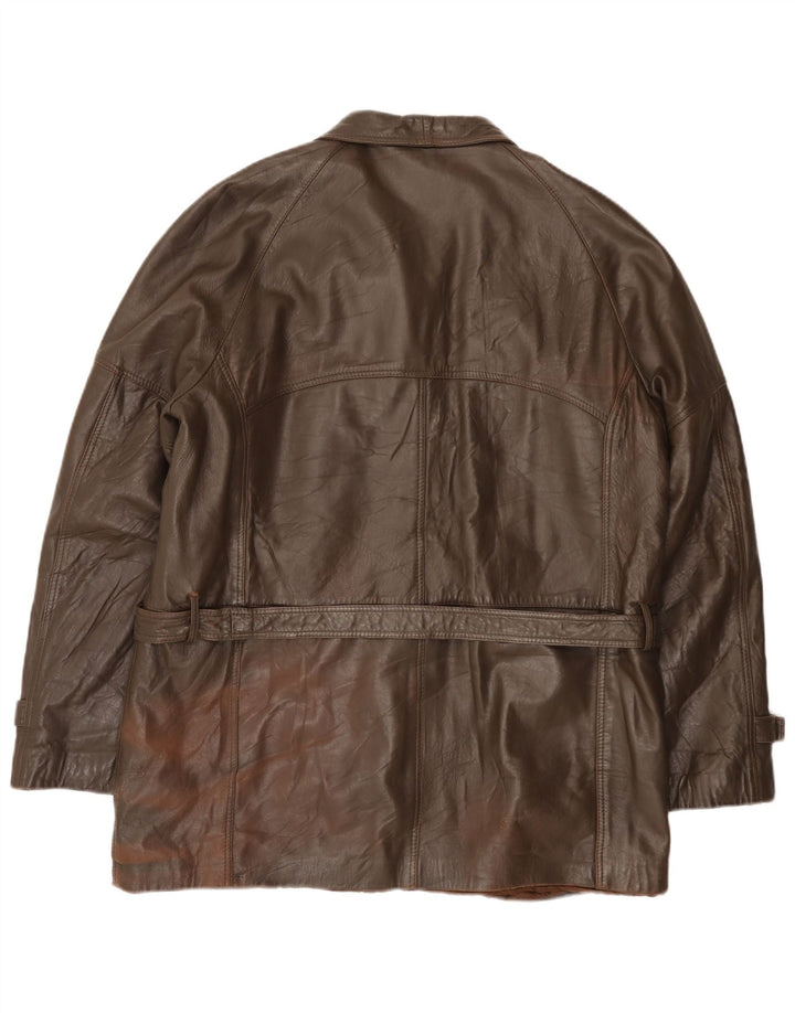 Vintage Mens Leather Jacket IT 52 XL Brown Leather