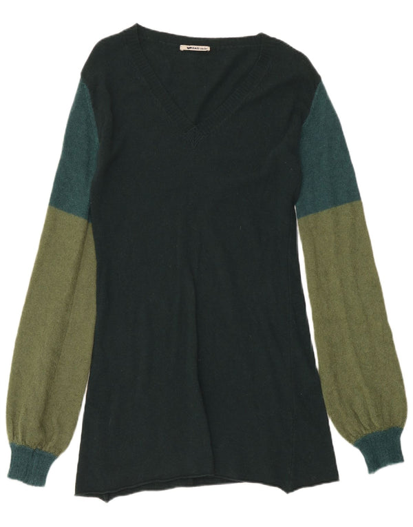 Gas Womens Long Sleeve Jumper Dress UK 12 Medium Green Colourblock