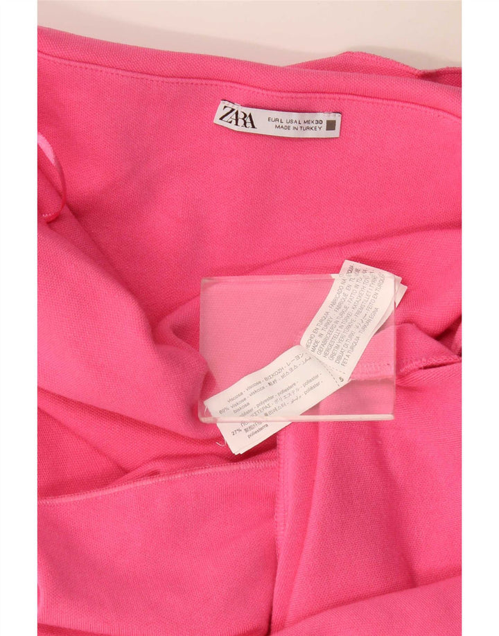 Zara Womens Strapless Dress UK 14 Large Pink Viscose