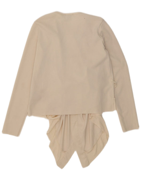 Zara Womens Asymmetric Cardigan Top UK 10 Small Off White Polyester