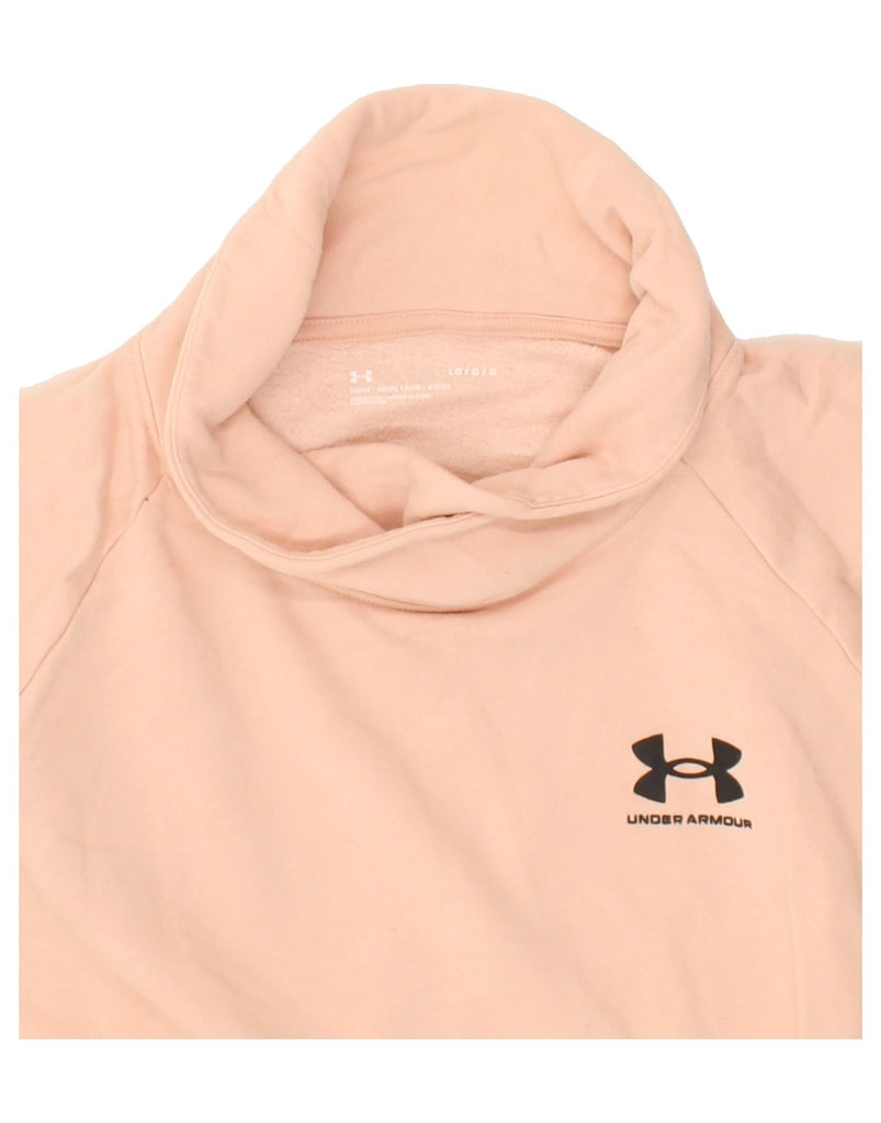 UNDER ARMOUR Womens Crop Roll Neck Sweatshirt Jumper UK 16 Large Pink | Vintage Under Armour | Thrift | Second-Hand Under Armour | Used Clothing | Messina Hembry 