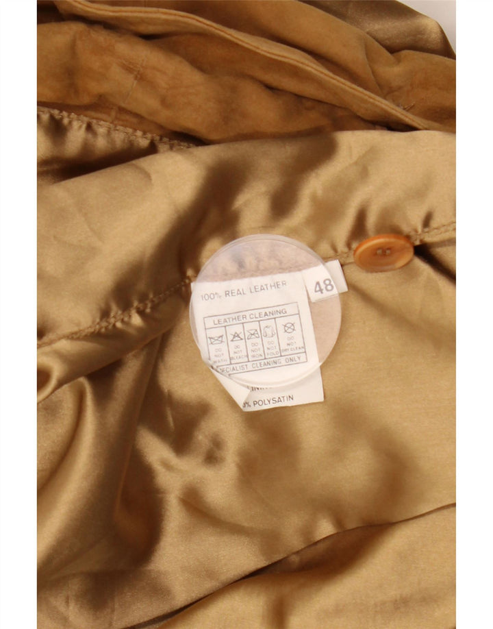 Vintage Mens Suede Bomber Jacket IT 48 Medium Brown Leather