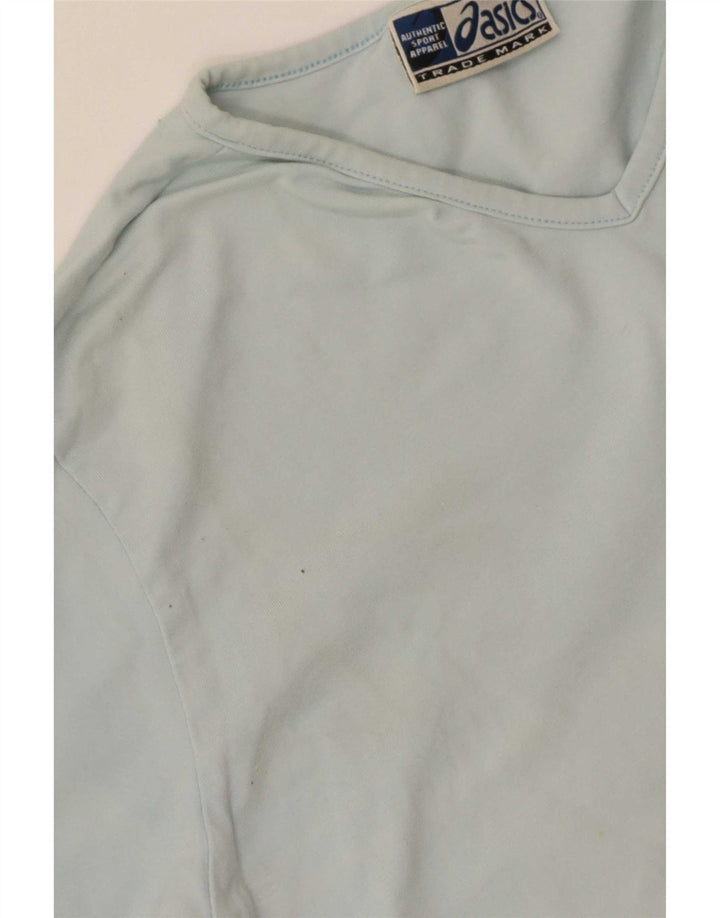 Asics Womens Top Long Sleeve UK 14 Large Blue Cotton