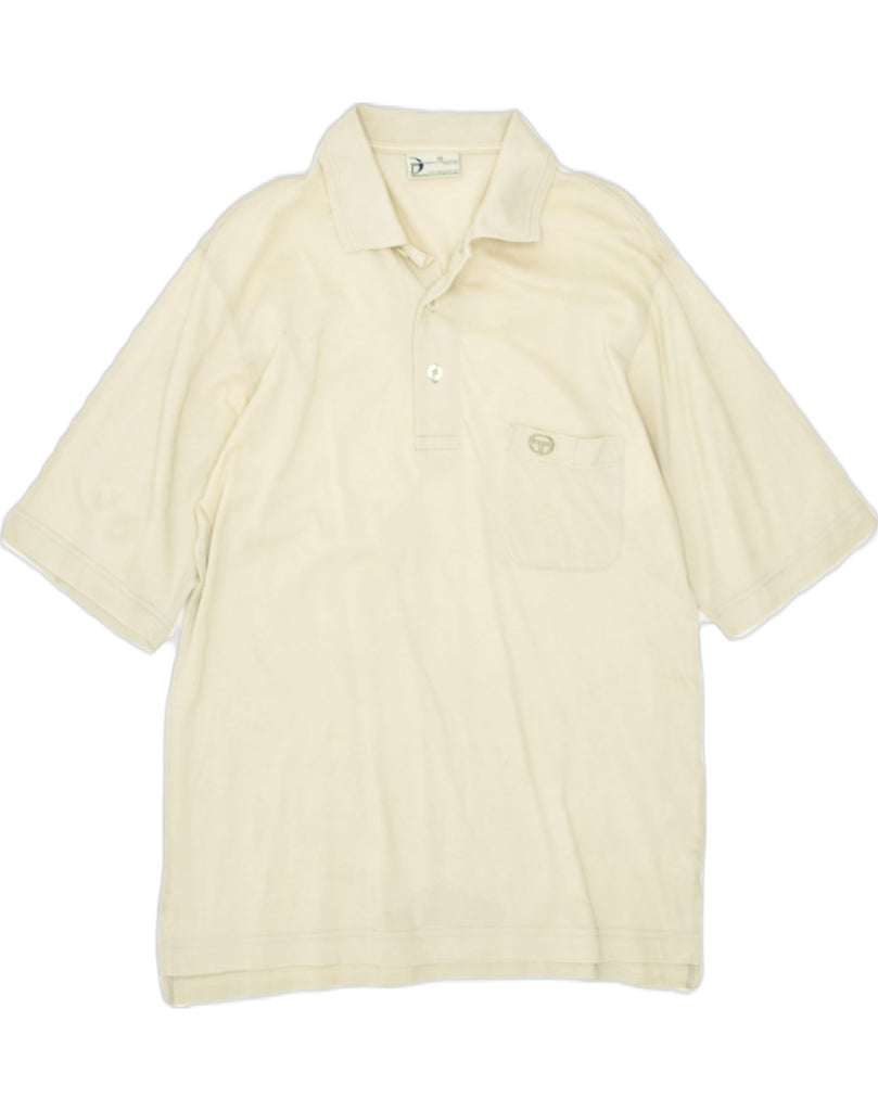 SERGIO TACCHINI Mens Polo Shirt Medium Beige Cotton | Vintage Sergio Tacchini | Thrift | Second-Hand Sergio Tacchini | Used Clothing | Messina Hembry 