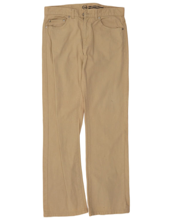 Sergio Tacchini Mens Straight Casual Trousers W32 L30 Beige Cotton