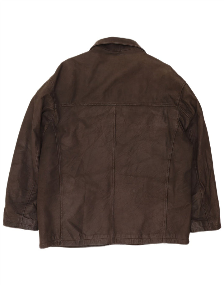 Clinton Mens Leather Jacket UK 40 Large Brown Leather