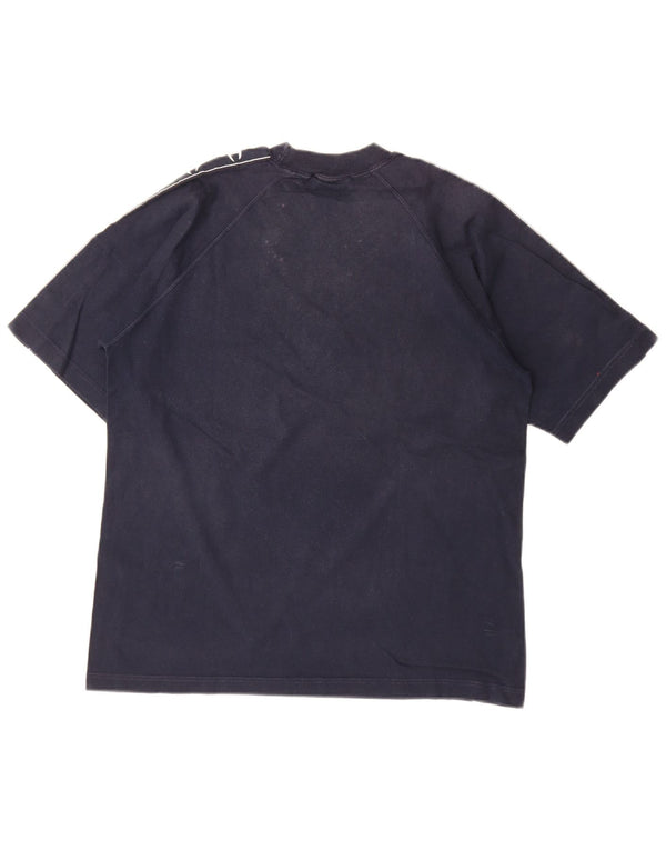 Champion Mens Graphic T-Shirt Top Medium Navy Blue Colourblock Cotton