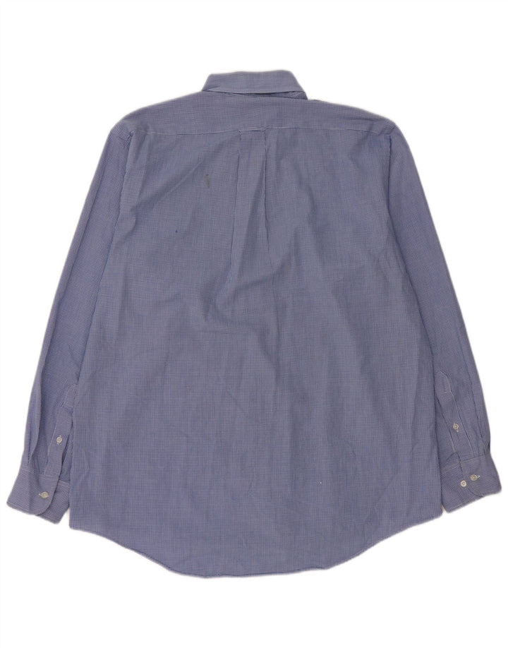 Izod Mens Shirt Large Blue Gingham Cotton