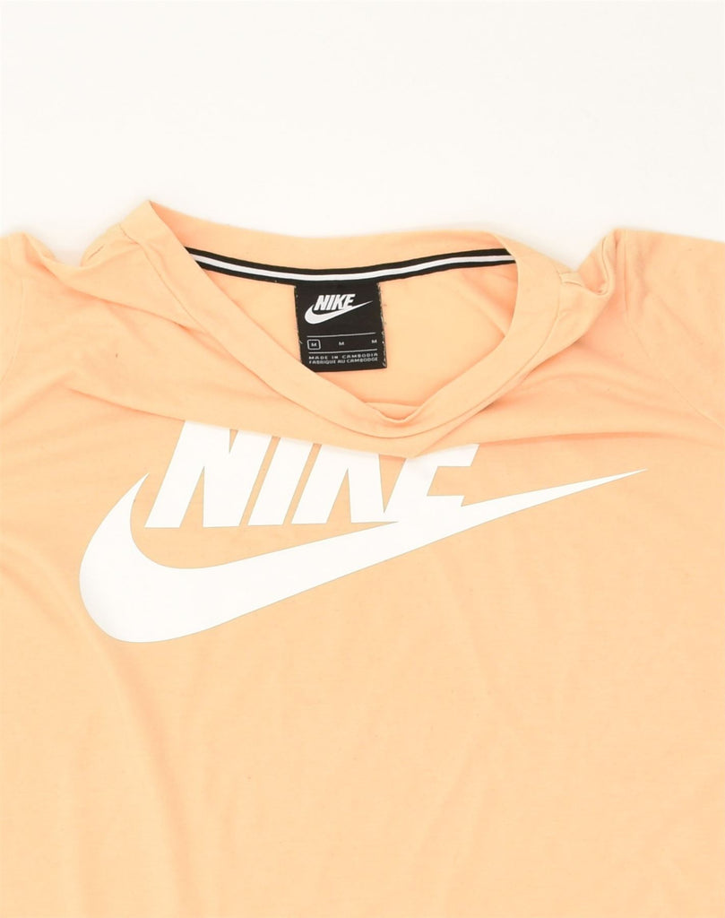 NIKE Womens Graphic T-Shirt Top UK 12 Medium Orange Cotton | Vintage Nike | Thrift | Second-Hand Nike | Used Clothing | Messina Hembry 