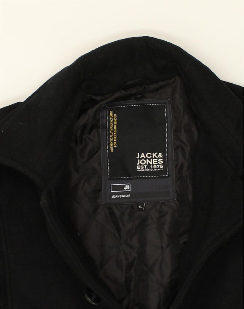 JACK & JONES Mens Overcoat UK 42 XL  Black Wool | Vintage Jack & Jones | Thrift | Second-Hand Jack & Jones | Used Clothing | Messina Hembry 