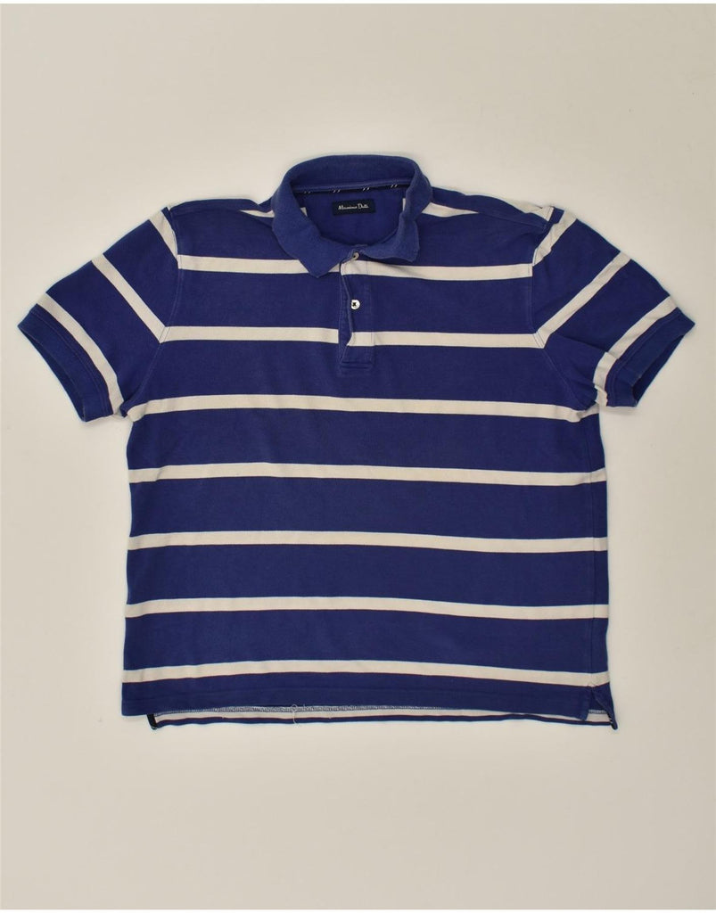 MASSIMO DUTTI Mens Polo Shirt  XL Navy Blue Striped Cotton | Vintage Massimo Dutti | Thrift | Second-Hand Massimo Dutti | Used Clothing | Messina Hembry 