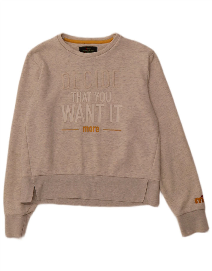 MISTRAL Womens Graphic Sweatshirt Jumper UK 10 Small Grey Polyester