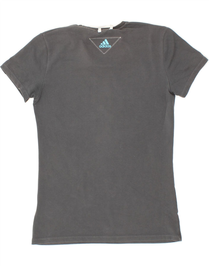 ADIDAS Womens Graphic T-Shirt Top UK 10 Small Grey Vintage Adidas and Second-Hand Adidas from Messina Hembry 