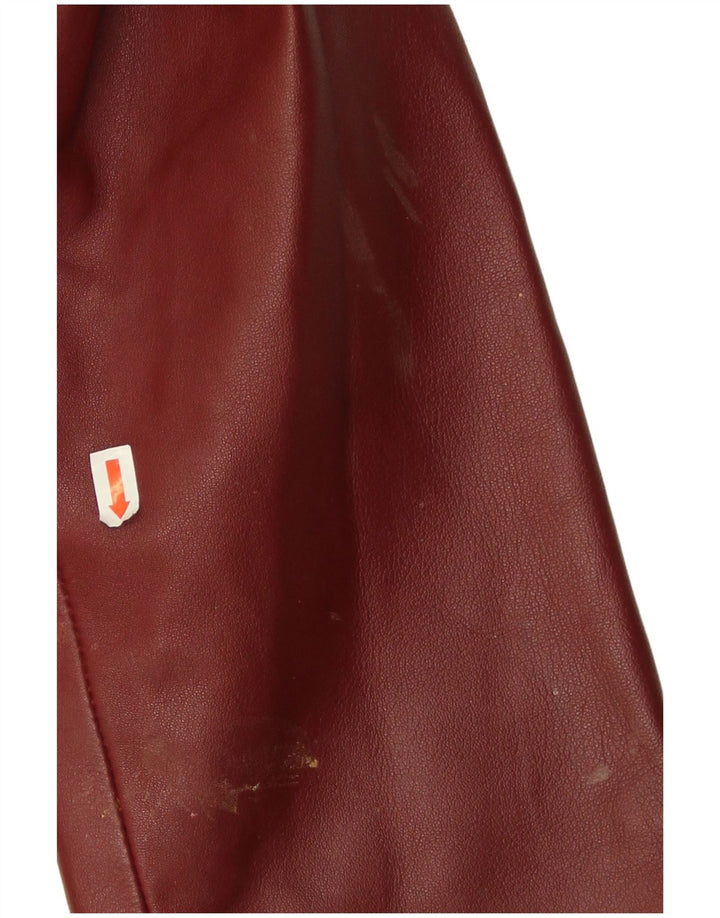 Conbipel Womens 3 Button Leather Blazer Jacket IT 46 Large Burgundy Leather