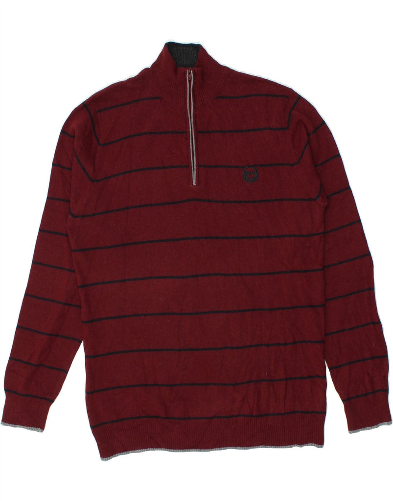 GIAN MARCO VENTURI Mens Zip Neck Jumper Sweater XL Red Striped Lambswool Vintage Gian Marco Venturi and Second-Hand Gian Marco Venturi from Messina Hembry 