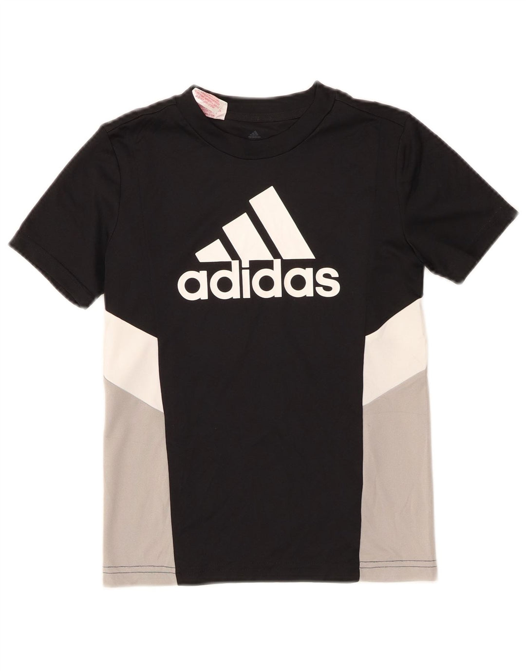 Adidas Boys Graphic T-Shirt Top 9-10 Years Black Colourblock Polyester