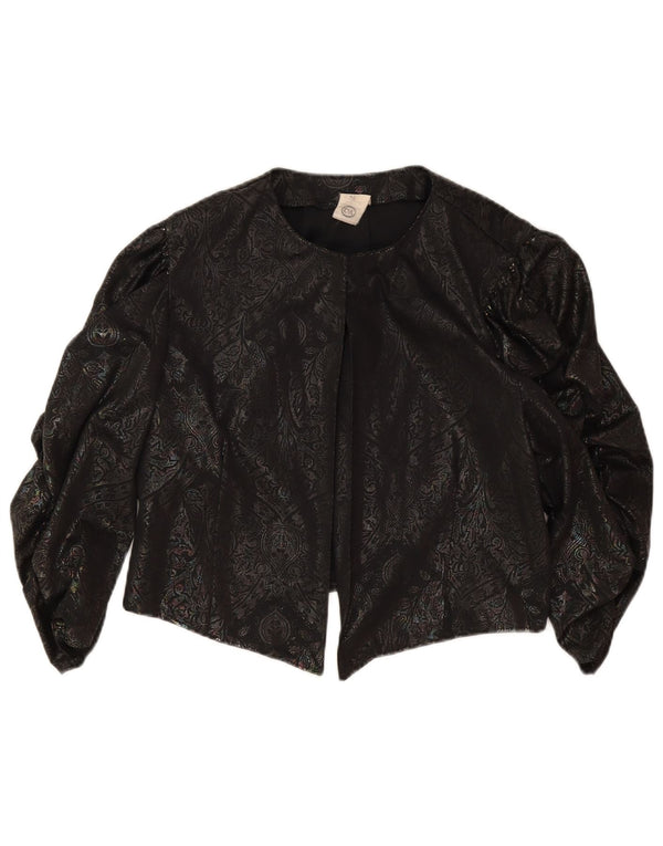 C & A Womens 3/4 Sleeve Bolero Top IT 42 Medium Black Paisley