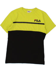 FILA Mens T-Shirt Top Small Black Colourblock Cotton