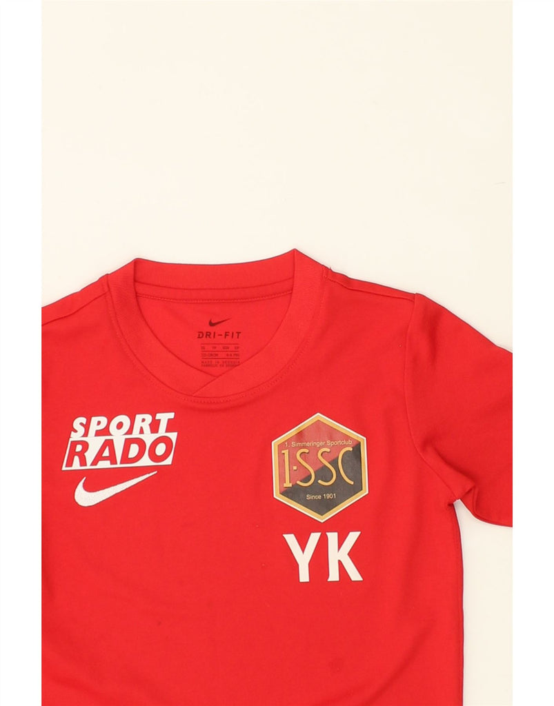 NIKE Boys Dri Fit Graphic T-Shirt Top 6-7 Years XS Red Polyester | Vintage Nike | Thrift | Second-Hand Nike | Used Clothing | Messina Hembry 