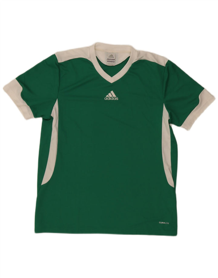 Adidas Mens Climalite T-Shirt Top Medium Green Colourblock Polyester