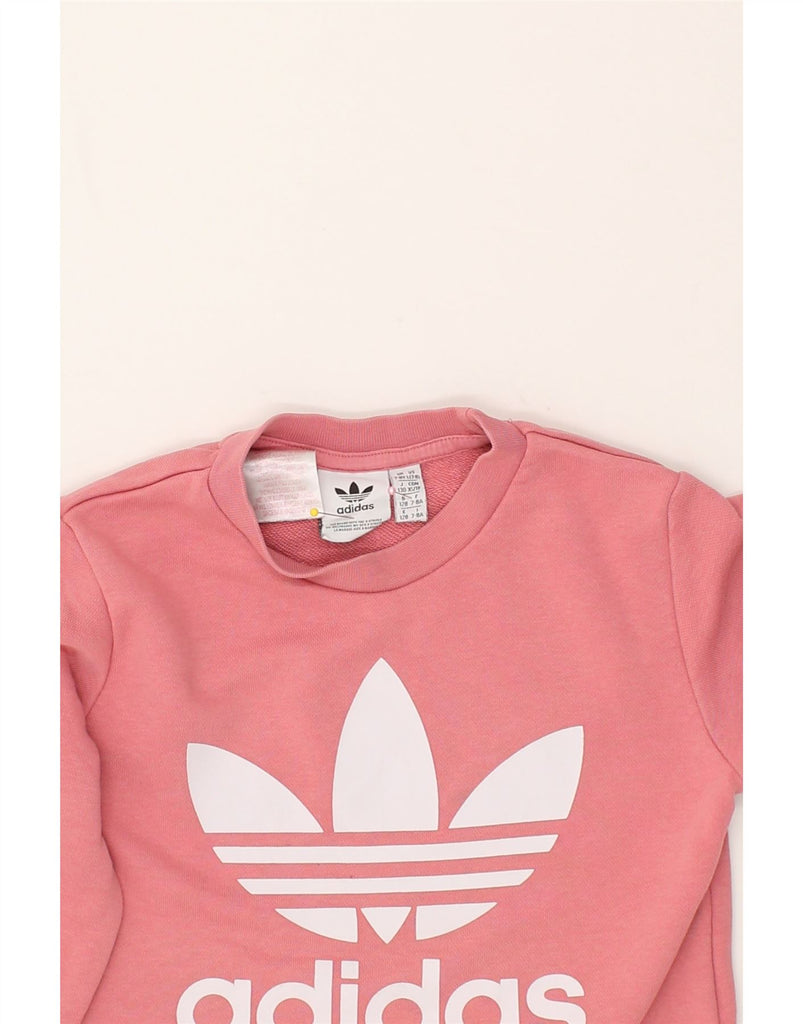 ADIDAS Girls Graphic Sweatshirt Jumper 7-8 Years Pink Cotton | Vintage Adidas | Thrift | Second-Hand Adidas | Used Clothing | Messina Hembry 