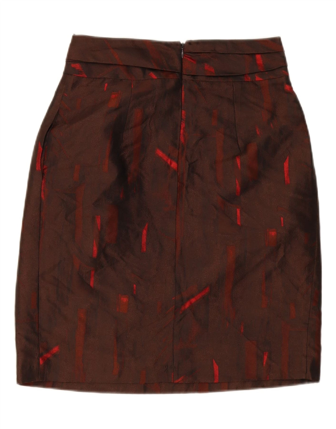 JIGSAW Womens Abstract Pattern Straight Skirt UK 4 XS W28 Maroon Polyester Vintage Jigsaw and Second-Hand Jigsaw from Messina Hembry 