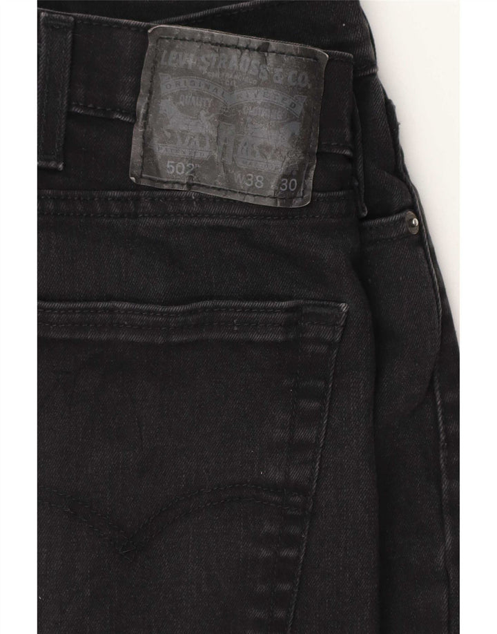 Levi's Mens 502 Tapered Jeans W38 L26 Black Cotton