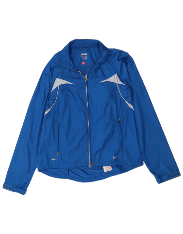 Nike Womens Rain Jacket UK 10/12 Medium Blue Colourblock Polyester