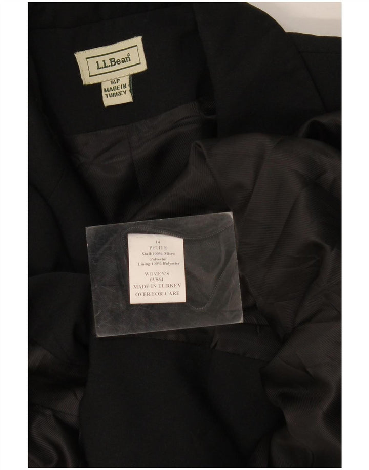 L.L.Bean Womens 3 Button Blazer Jacket US 14 XL Black Polyester