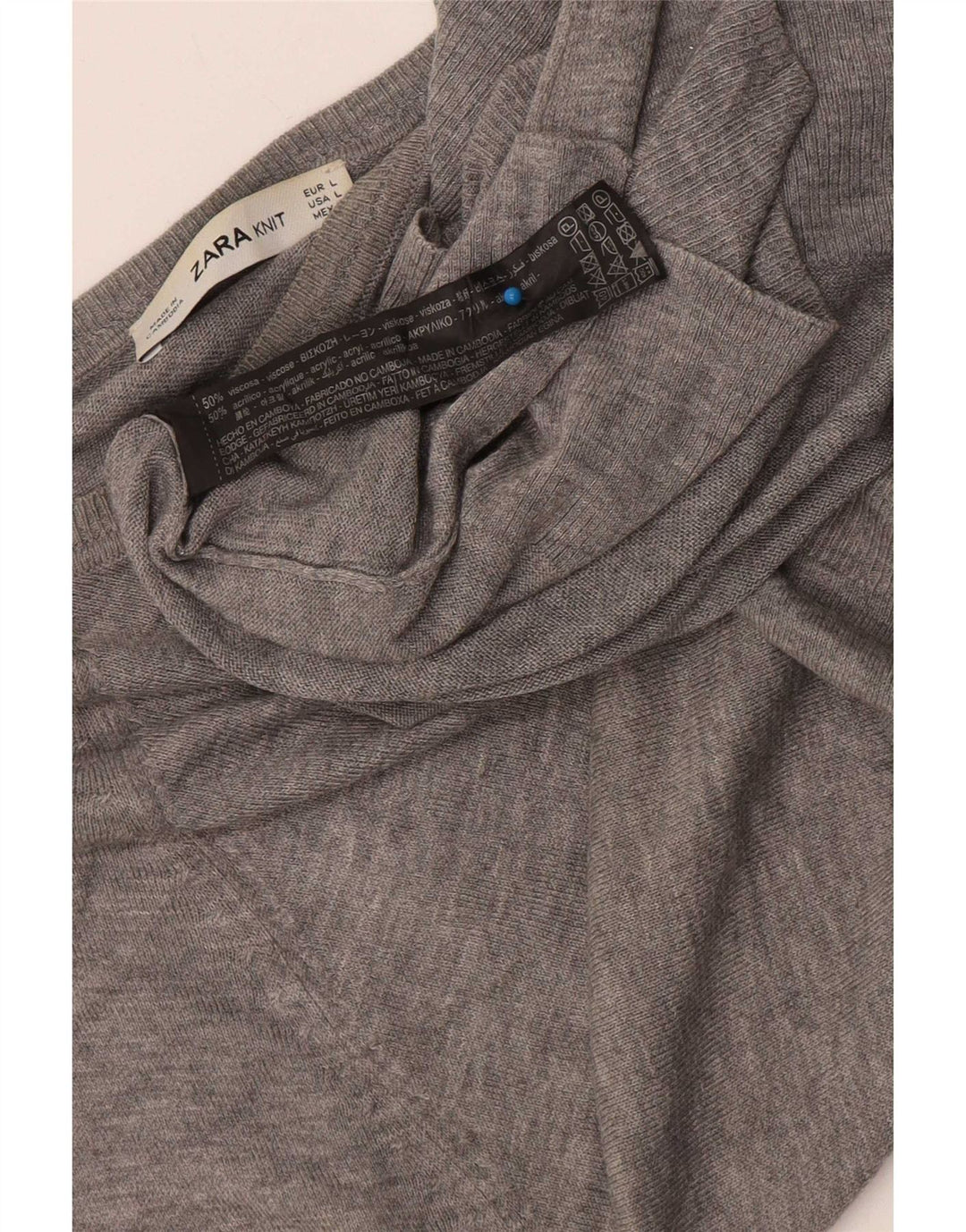 Zara Womens Blouse Top UK 14 Large Grey Viscose