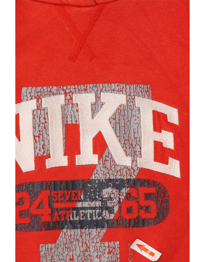 Nike Boys Graphic Hoodie Jumper 10-11 Years Medium Red Cotton