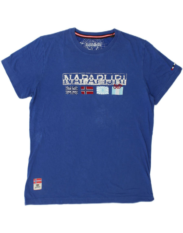 Napapijri Mens Graphic T-Shirt Top XL Blue