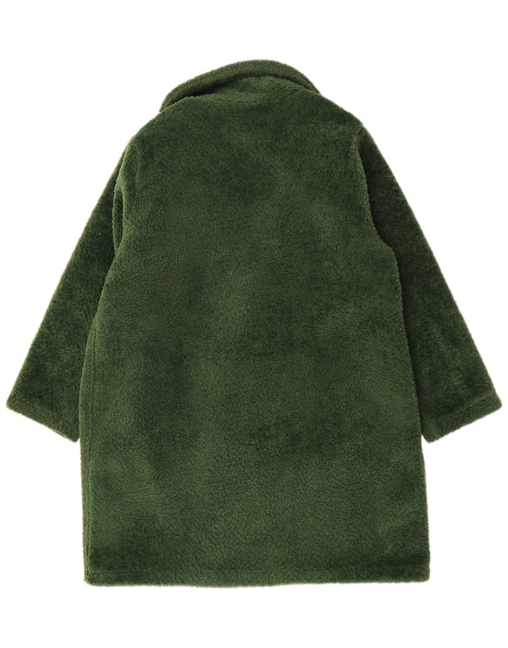MICHAEL KORS Womens Oversized Faux Fur Overcoat UK 18 XL Green Polyester