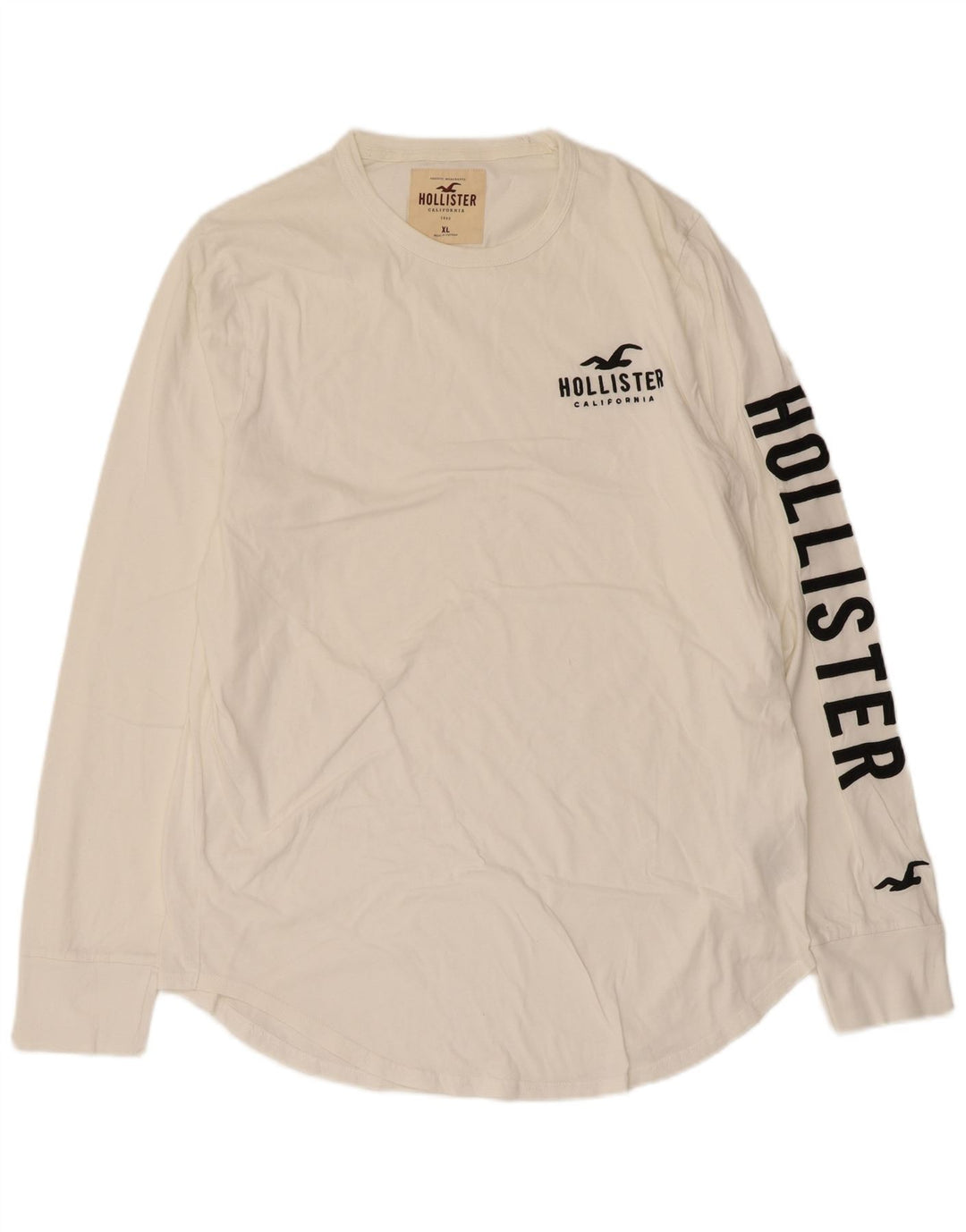 Hollister Mens Graphic Top Long Sleeve XL White Cotton
